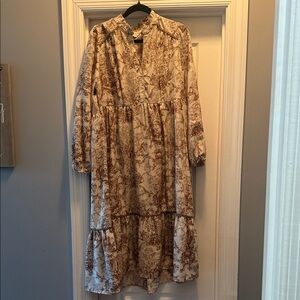 Umgee Cream and Brown Floral Dress